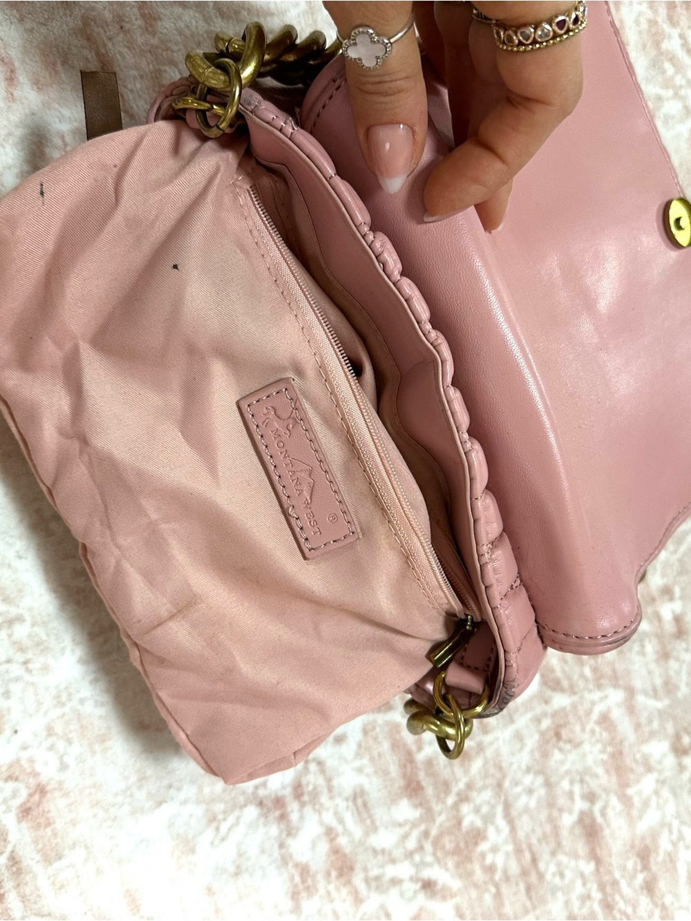 Quilted Leather ⚜️ Pink Golden Chain Bag - Picture 7 of 12